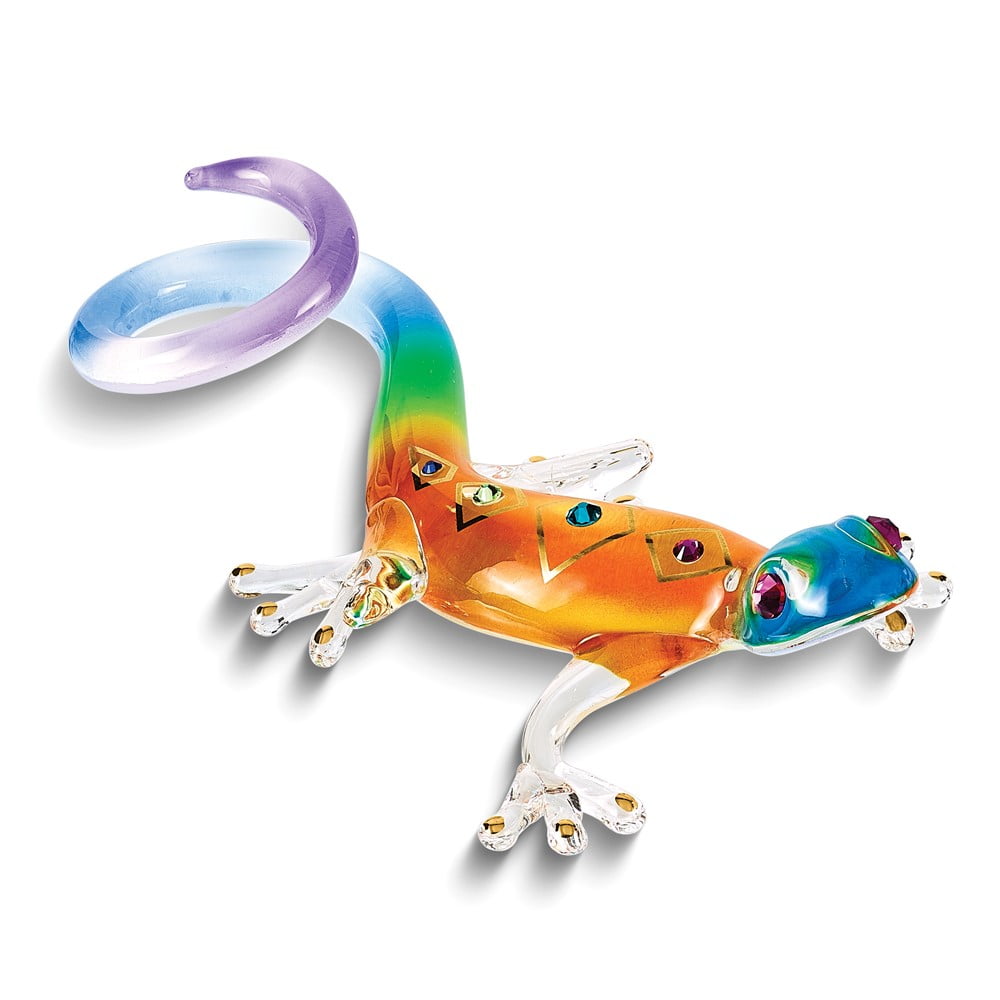 Glass Baron Desert Diamond Gecko Handcrafted Glass Figurine QGM15142