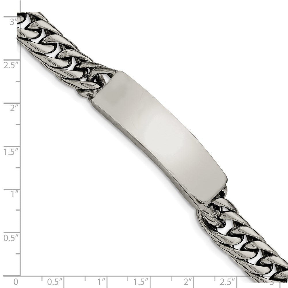 Stainless Steel Antiqued and Polished Curb Link 8.5in Bracelet 8.5 inches