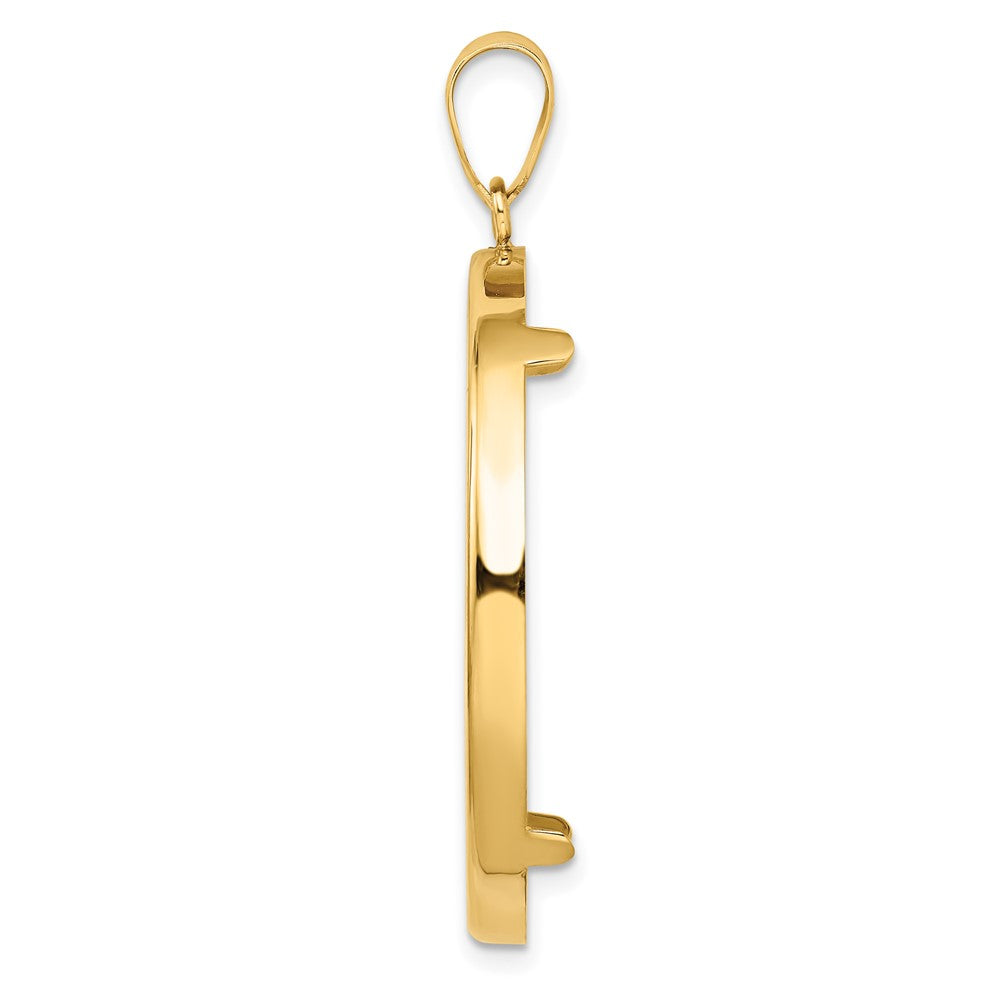 Wideband Distinguished Coin Jewelry 14k Polished 34.2mm Prong Coin Bezel Pendant