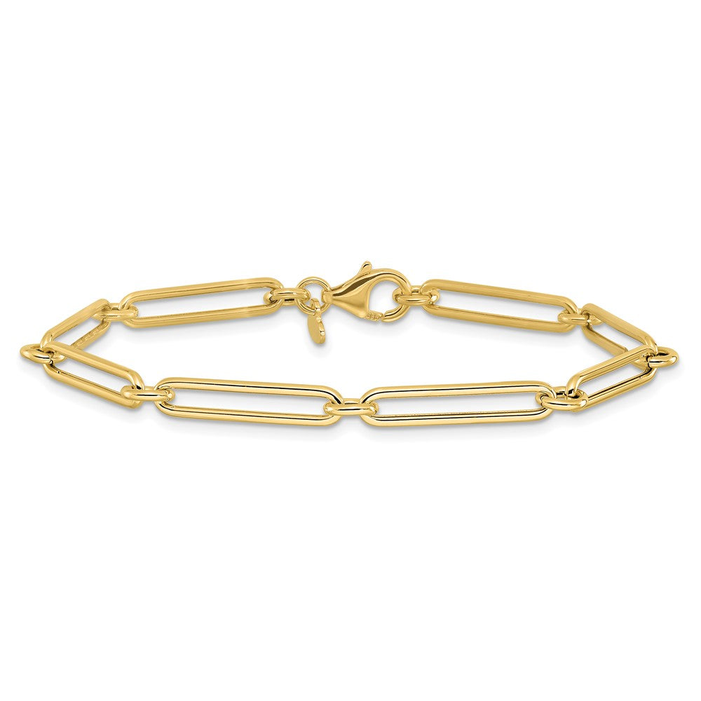14K Polished Hollow Paperclip Link Bracelet 7.5  inches