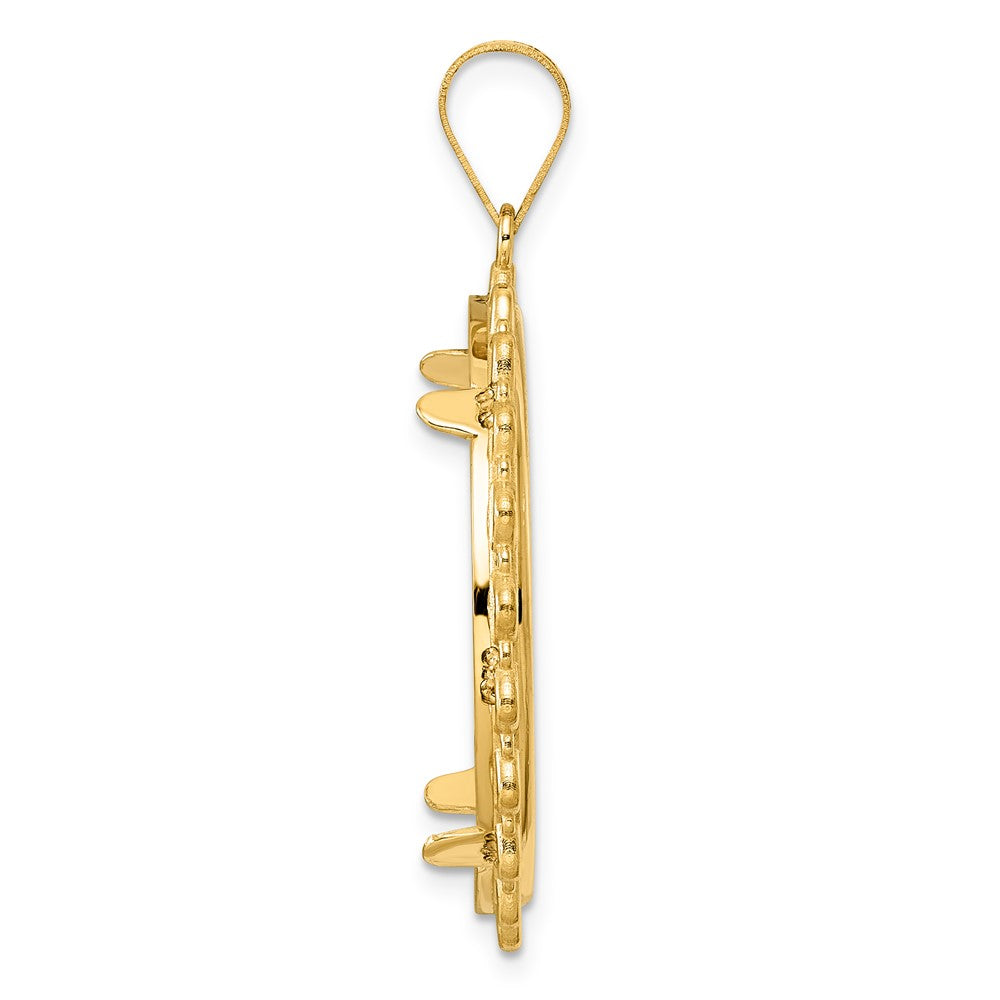 14k Polished Multi Arch with 27.0mm Prong Coin Bezel Pendant