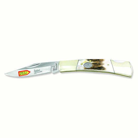 Steel Warrior Barracuda Deer Stag Handle Pocket Knife with 440 Steel Blade QGM6418