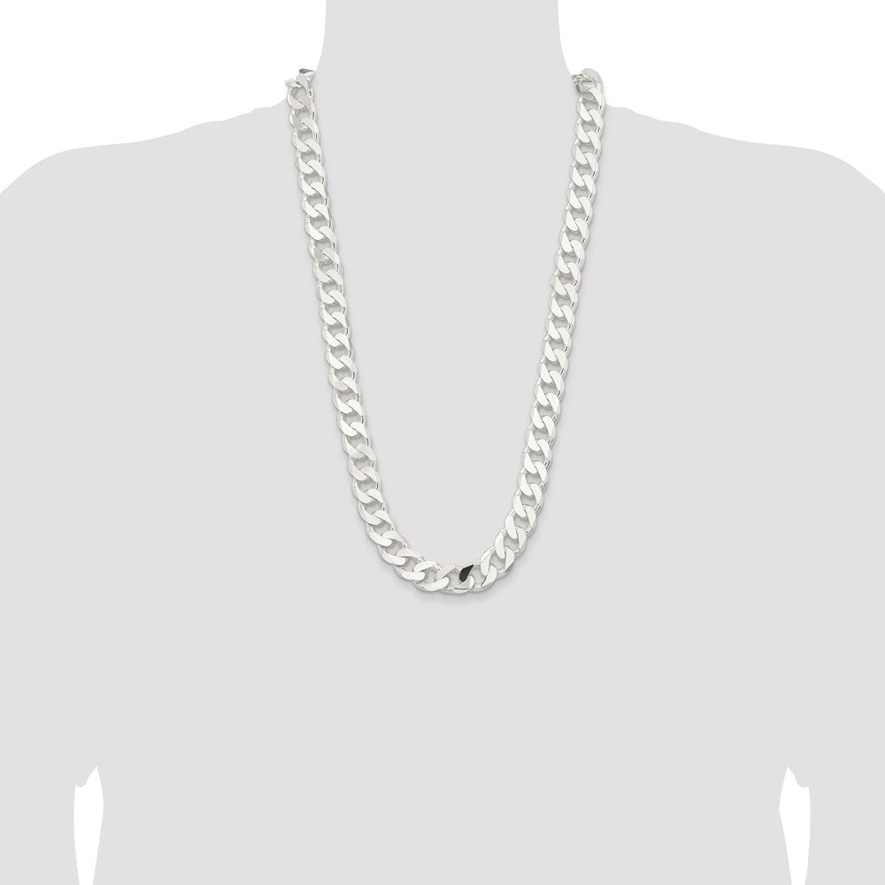 Sterling Silver 14.5mm Curb Chain 28 Inches