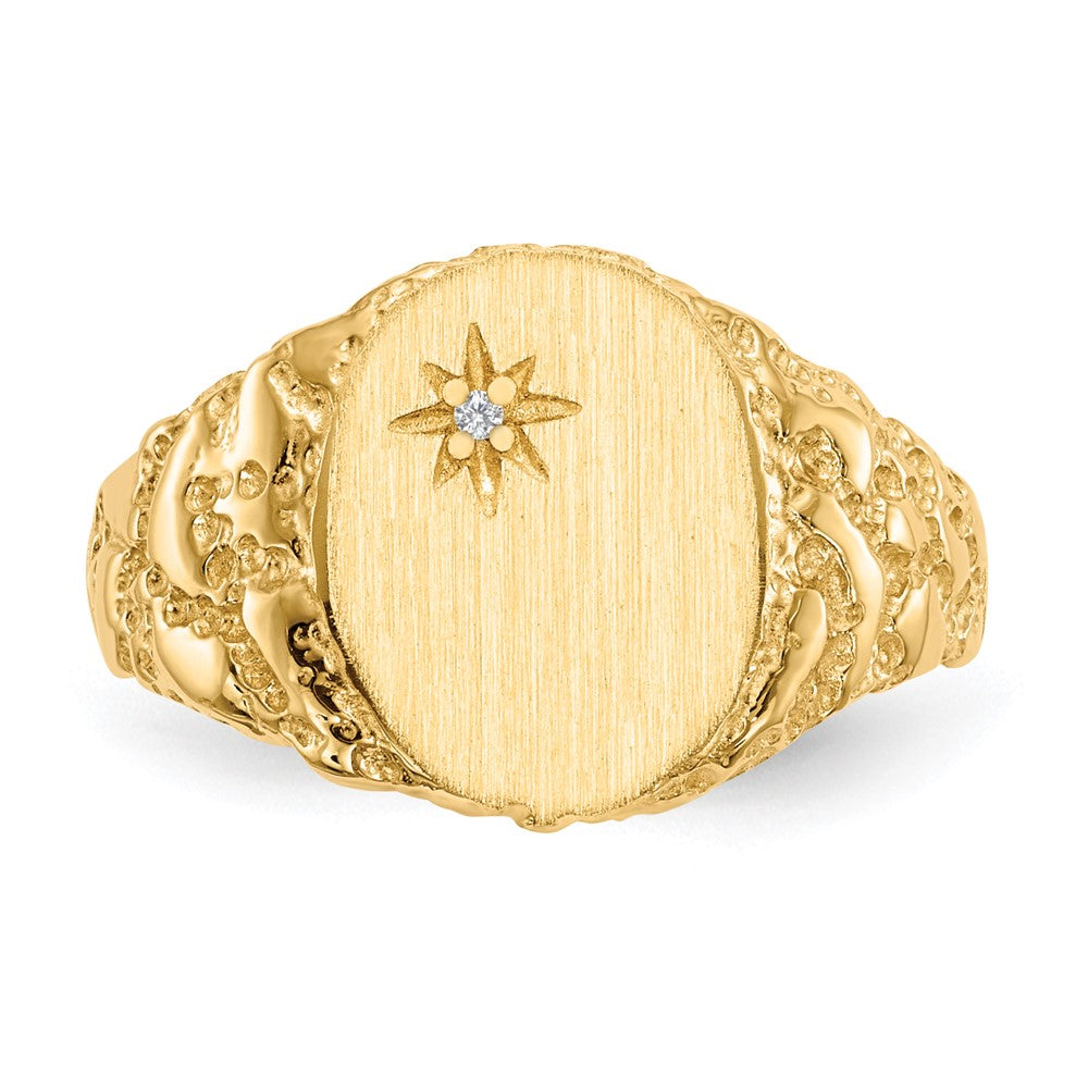 10k 11.0x9.0mm Closed Back AA Diamond Signet Ring