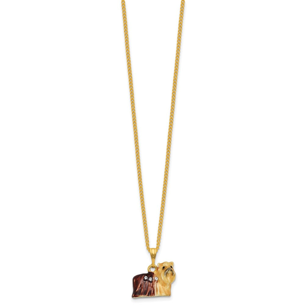 Luxury Giftware by Jere Bejeweled BUTTONS Yorkshire Terrier Trinket Box with Matching 18 inch Necklace