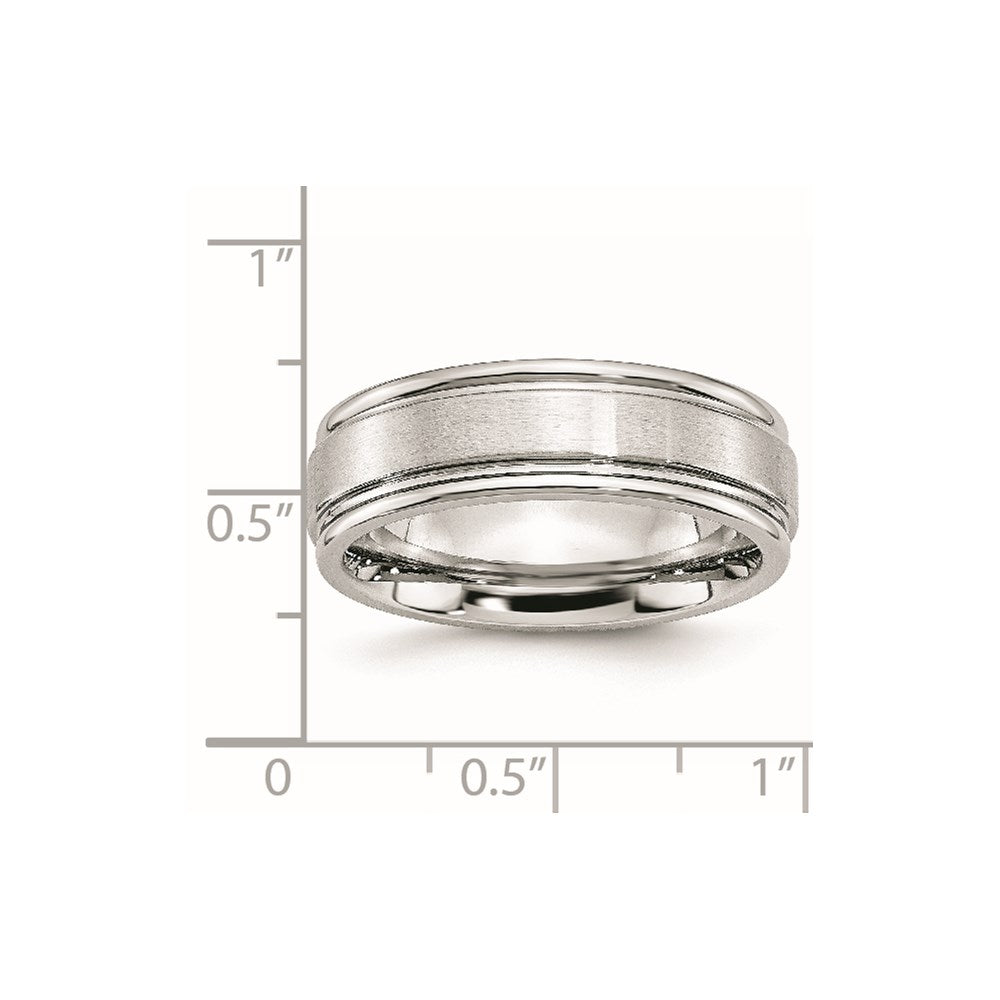 Cobalt Satin and Polished Ridged Edge 7mm Band Size - 9.5