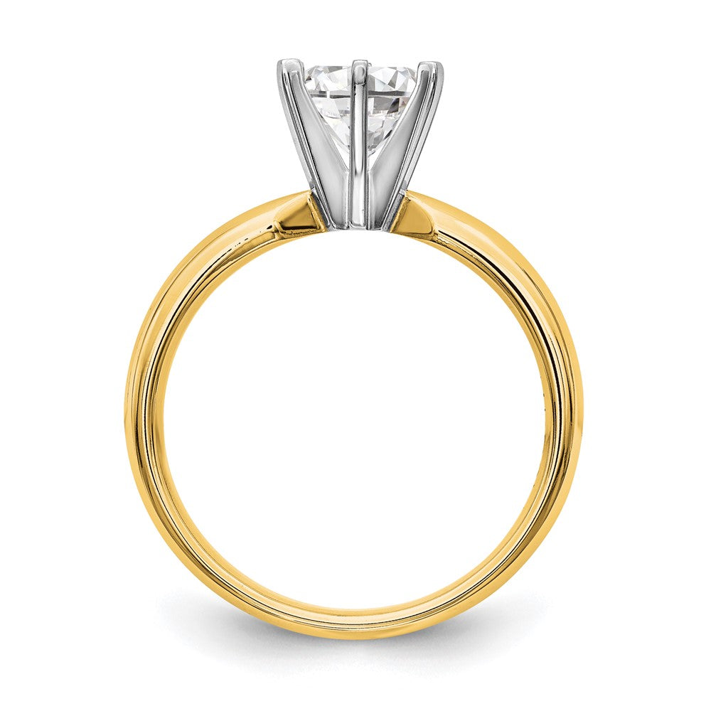 14k Two-Tone 1/2 carat Medium-Weight Low-Shoulder Comfort-Fit 6-Prong Round Solitaire Ring Mounting