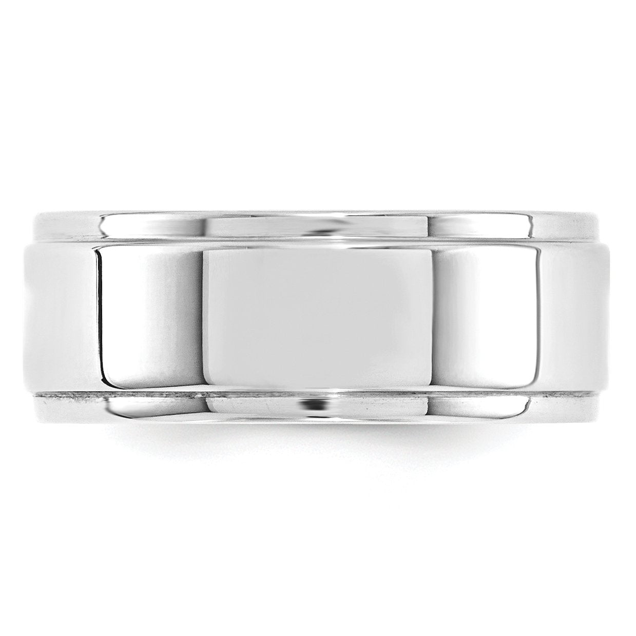 10k White Gold 8mm Flat with Step Edge Wedding Band Size 11.5