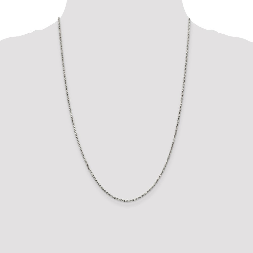 Sterling Silver Rhodium-plated 1.7mm Diamond-cut Rope Chain 24 Inches