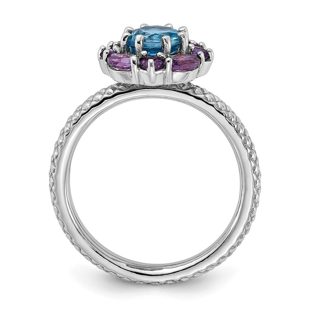 Sterling Silver Stackable Expressions Amethyst and Blue Topaz Ring Size -5