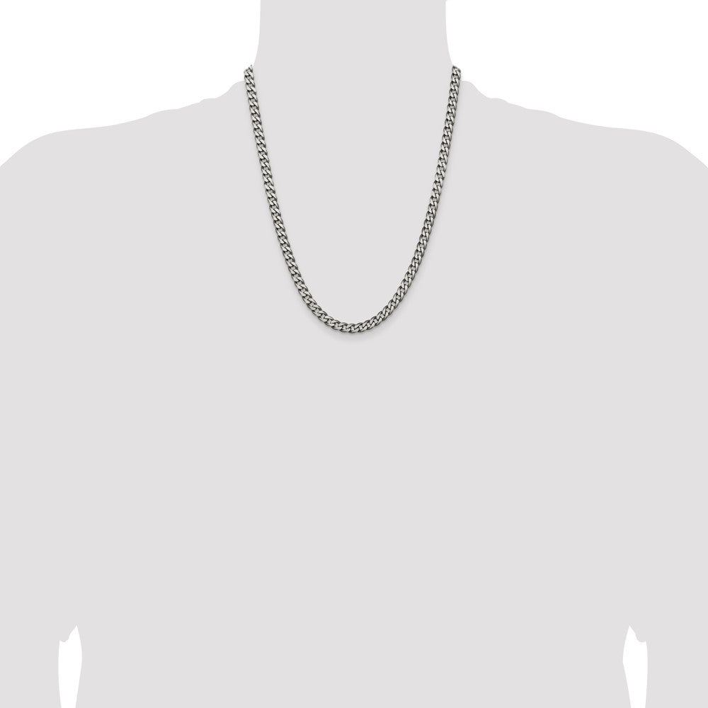 Sterling Silver Antiqued 6.0mm Curb Chain 22 Inches