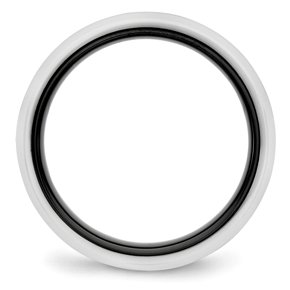 Ceramic Black and White 6mm Polished Band Size - 7.5