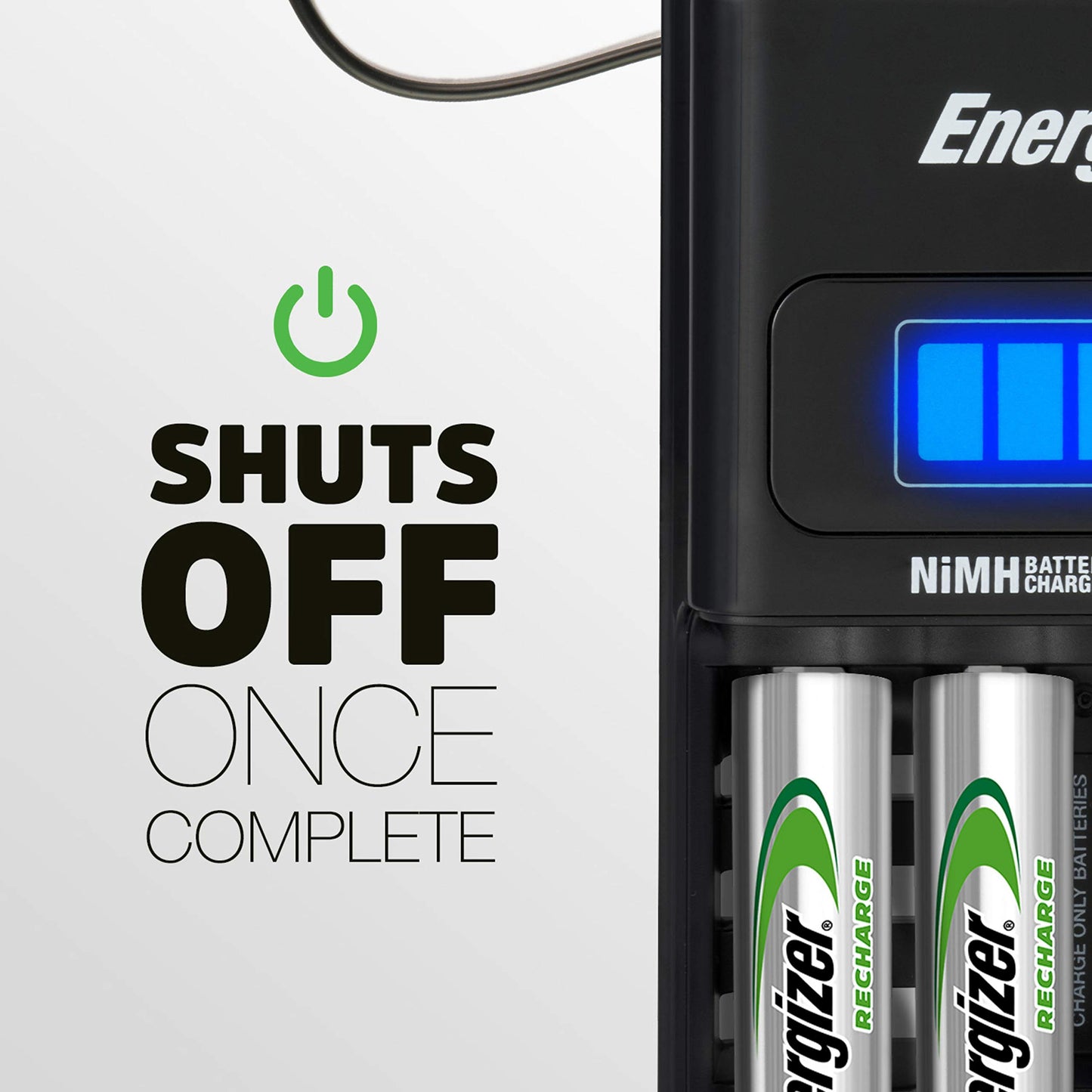 ENERGIZER EVECH1HRWB4 Recharge 1 Hour Charger, AA or AAA NiMH Batteries, 3 per Carton