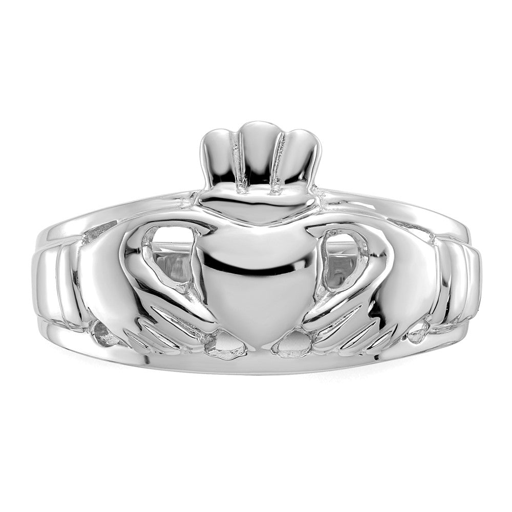 14k White Gold Ladies Claddagh Ring Size 6.5