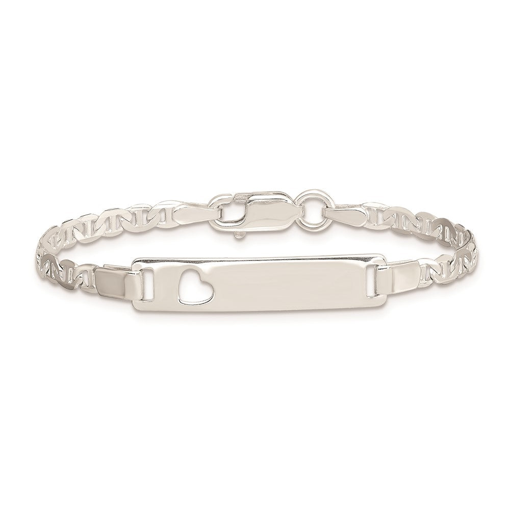 Sterling Silver Baby ID with Cut-out Heart Bracelet 6 inches