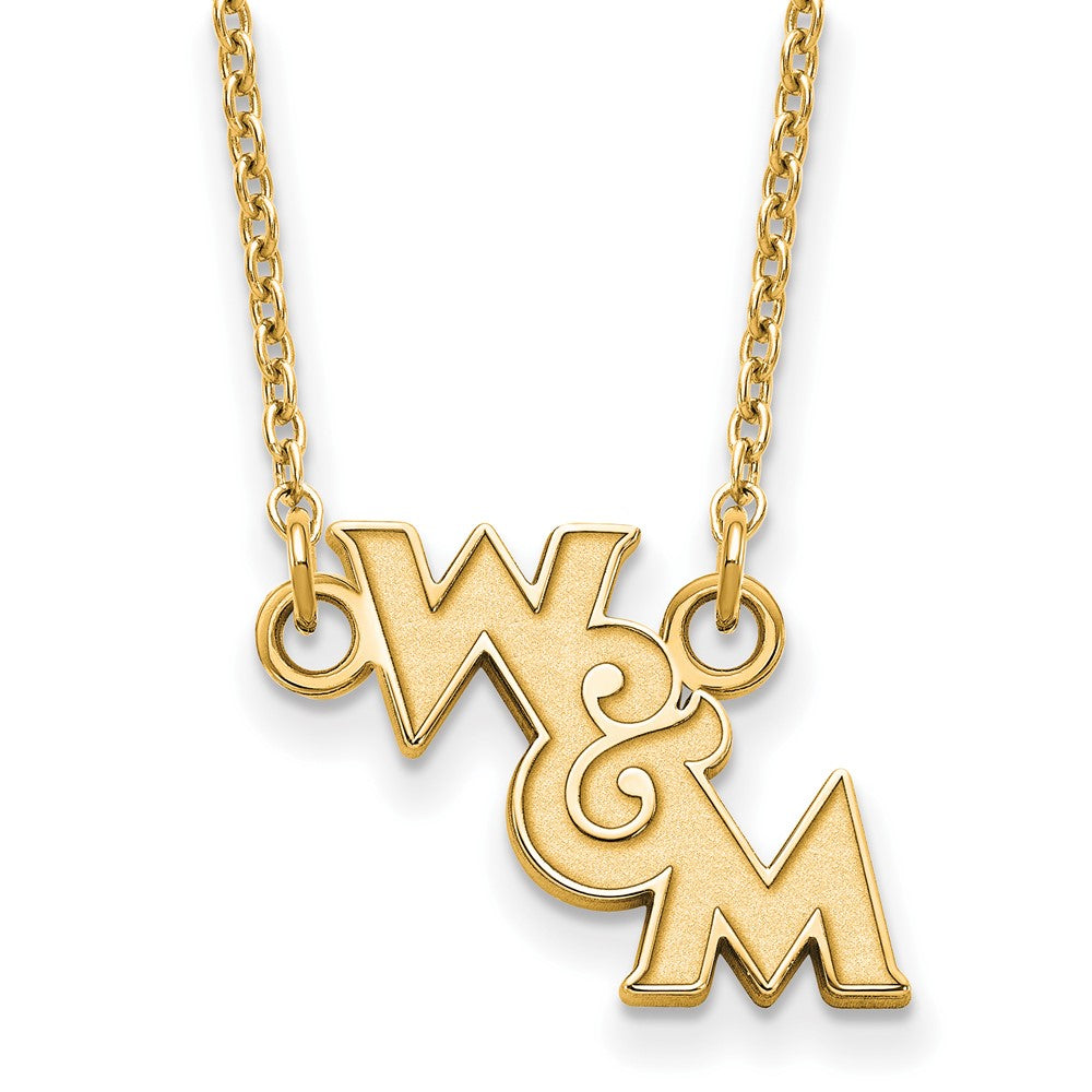 Sterling Silver Gold-plated LogoArt College of William and Mary Small Pendant 18 inch Necklace