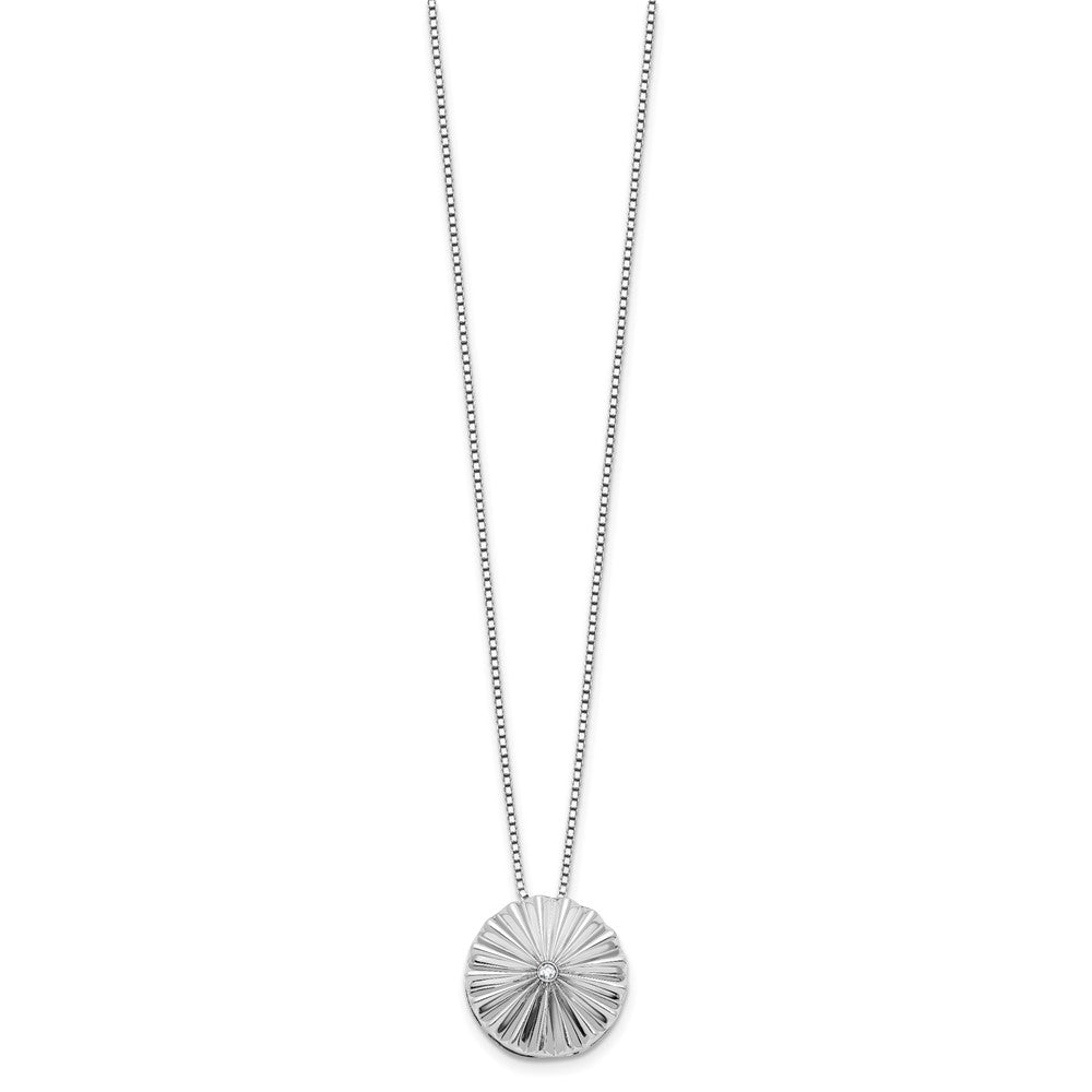 White Ice Sterling Silver Rhodium-plated Fanned Circle with a Diamond 18 inch Necklace plus 2 inch Extender