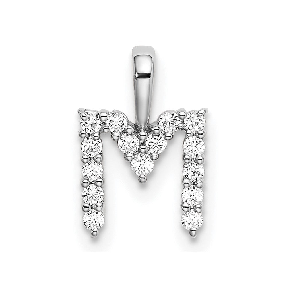 14k White Gold 1/6 carat Lab Grown Diamond VS/SI+ G+ Letter M Initial Pendant