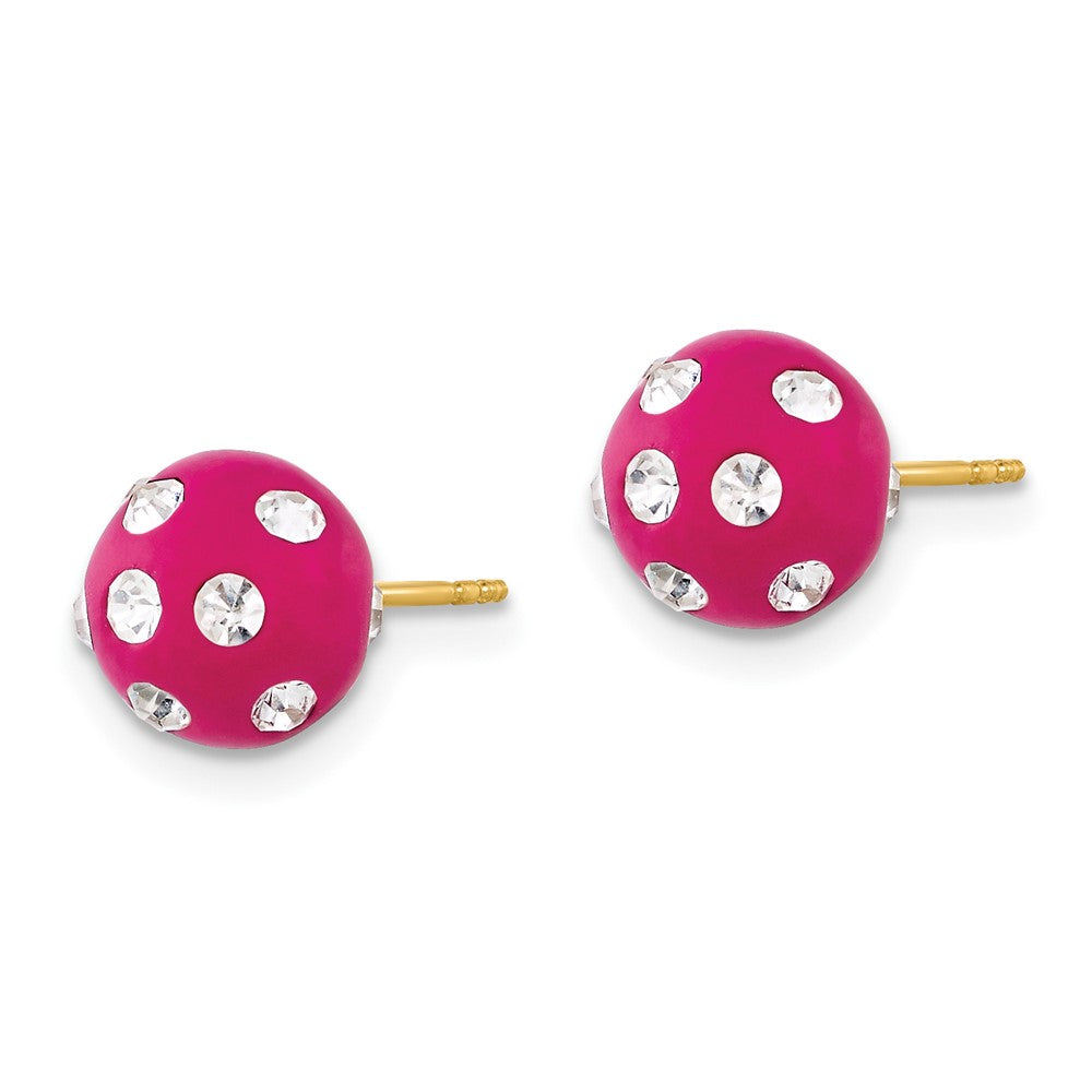 14ky Crystal Fuchsia 8mm Post Earrings