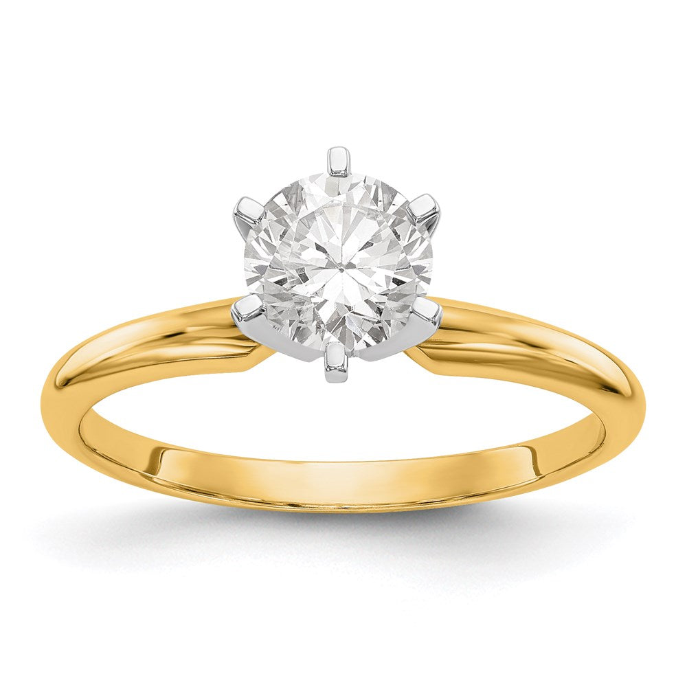 14k Two-Tone 1 carat Lightweight Half-Round 6-Prong Round Solitaire Ring Mounting