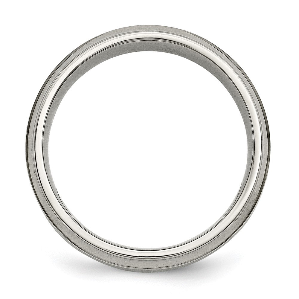 Titanium Polished 1/5ct. tw. Diamond Ridged Edge 7mm Band Size - 8.5