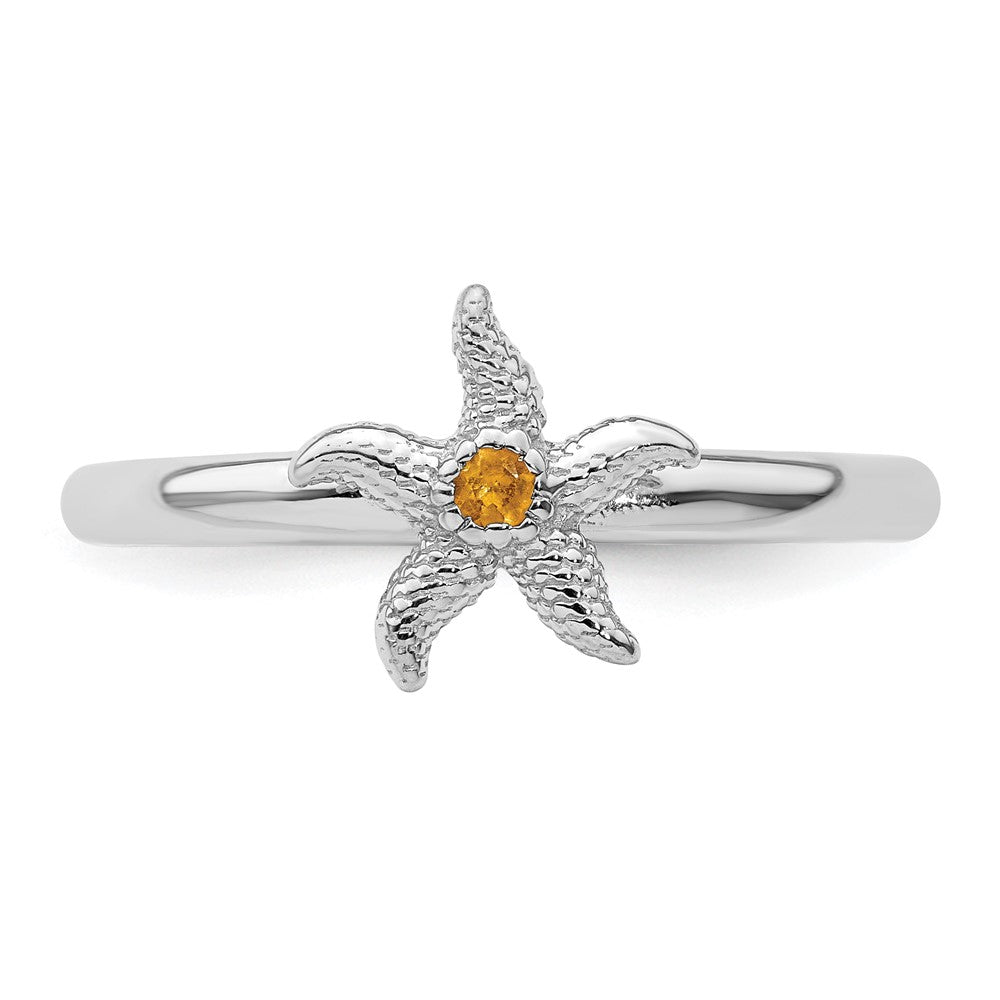 Sterling Silver Stackable Expressions Citrine Starfish Ring Size -10