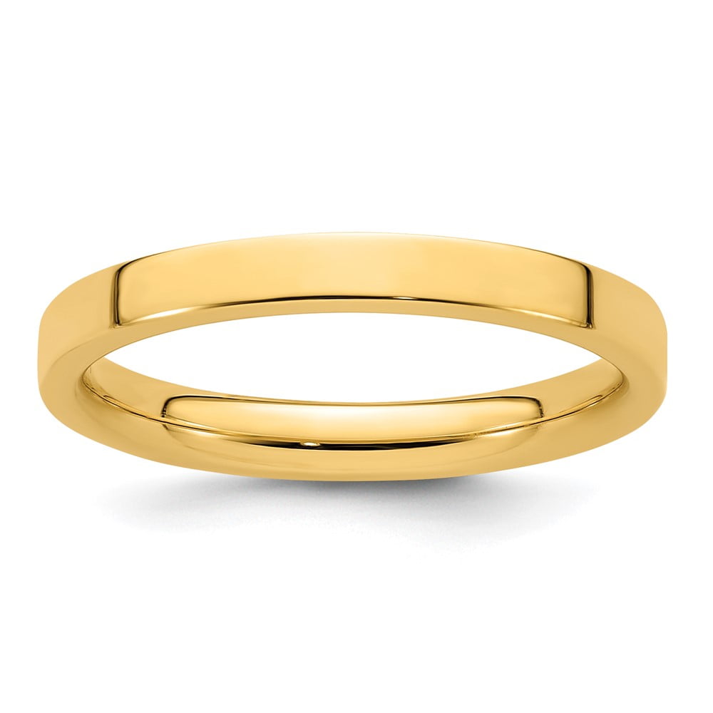 14k Yellow Gold 2.5mm Standard Weight Flat Comfort Fit Wedding Band Size 8.5 FLC025