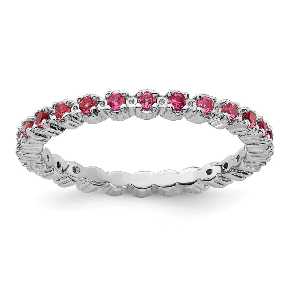 Sterling Silver Stackable Expressions Pink Tourmaline Ring Size -6