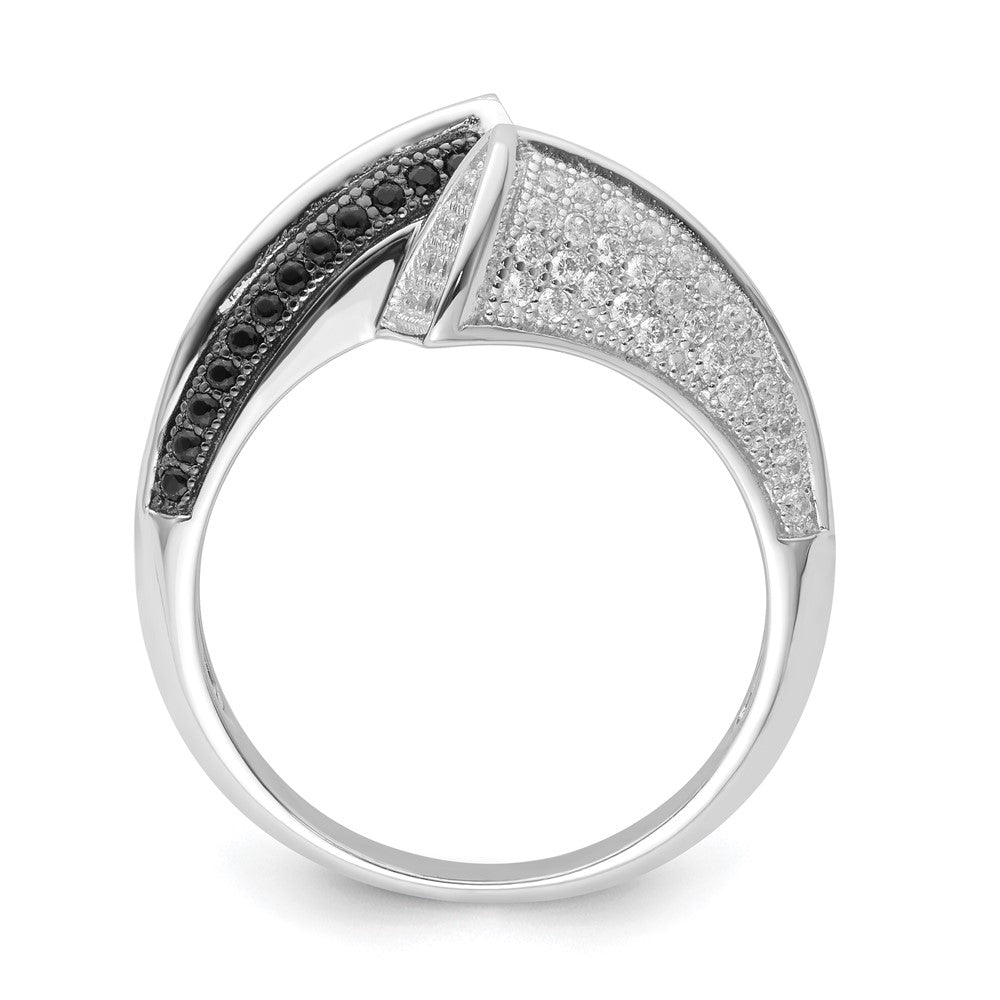 Sterling Silver Black & Clear CZ True Fire Ring
