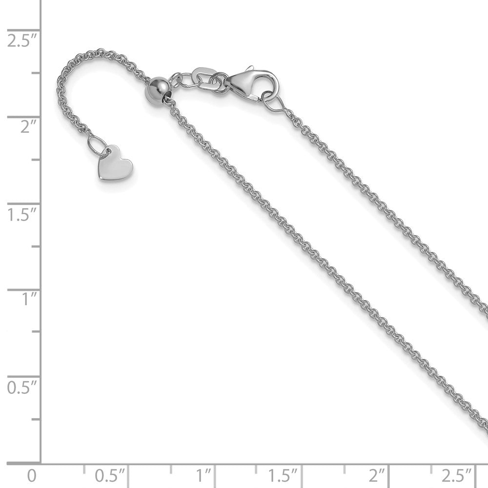 14K White Gold Adjustable 1.4mm Round Cable Chain