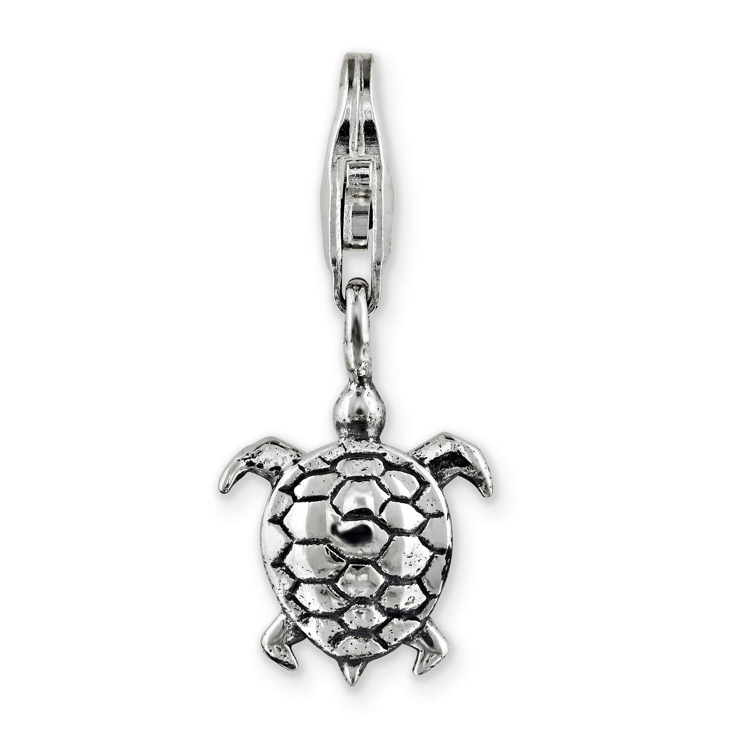 925 Sterling Silver Polished Oxidized Fancy Lobster Closure Reflections Turtle Click on Bead Charm 22.73x8.18mm Wide Pen