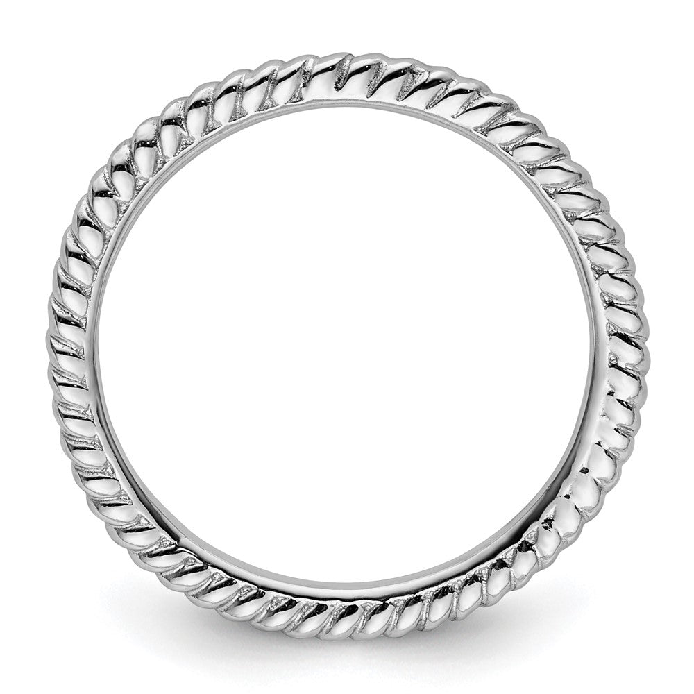 Sterling Silver Stackable Expressions Rhodium Twisted Ring Size -8