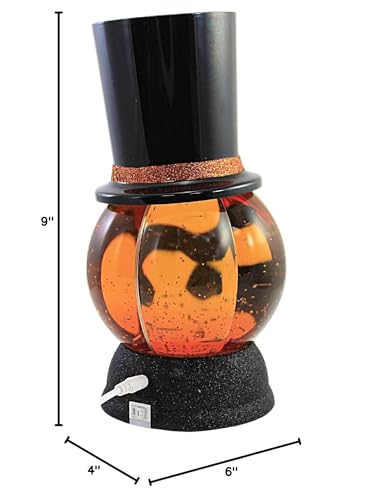 Roman 9.5" Black and Red LED Swirl Jack-O-Lantern Halloween Tabletop Decor