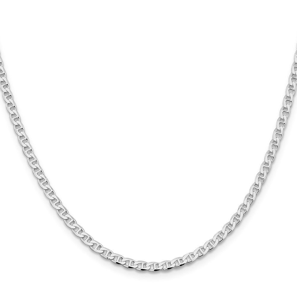 Sterling Silver Rhodium-plated 3.15mm D/C Flat Anchor Curb Chain 24 Inches