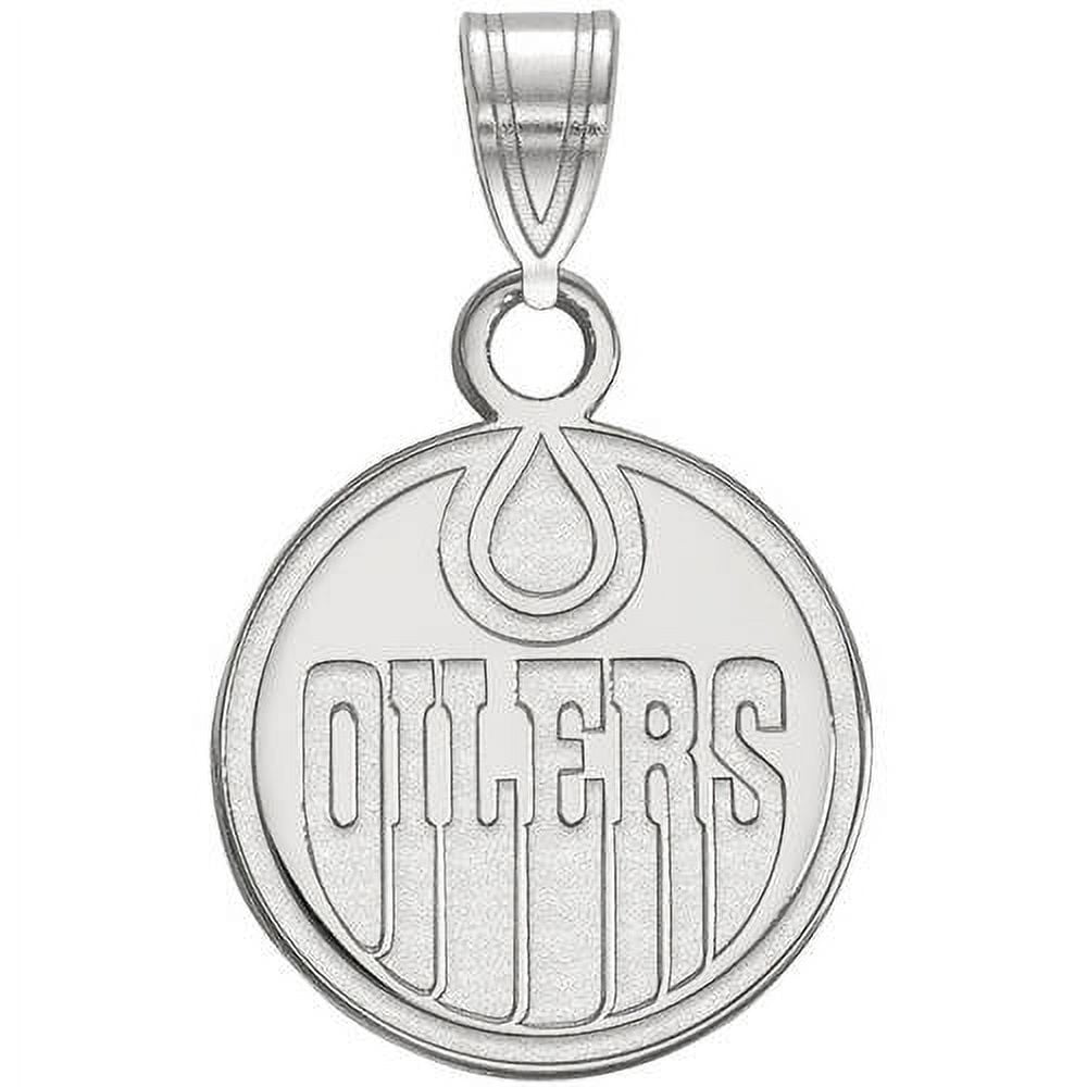 LogoArt 14K White Gold NHL LogoArt Edmonton Oilers Small Pendant