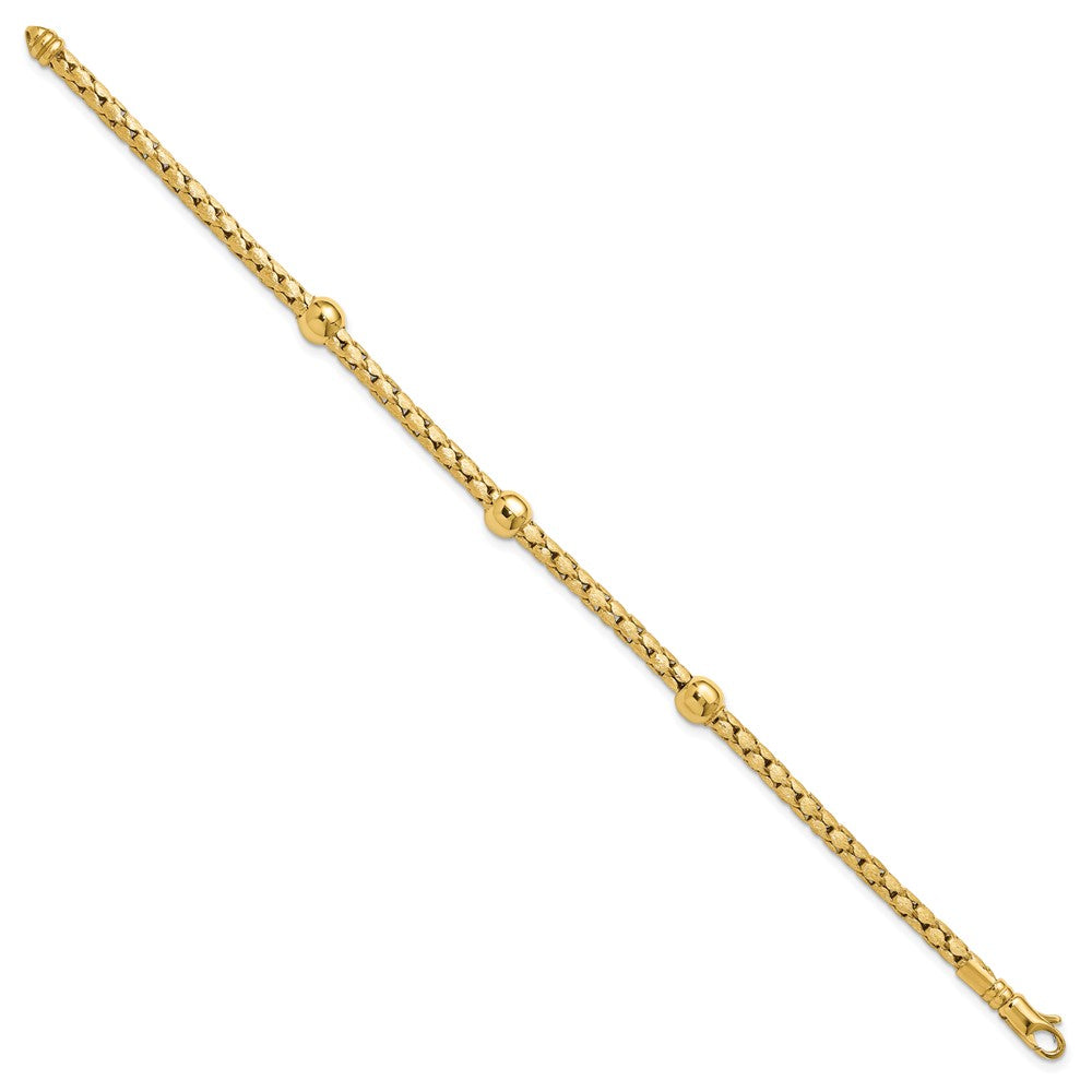 14K Polished and Satin Braided Bracelet 7.5  inches