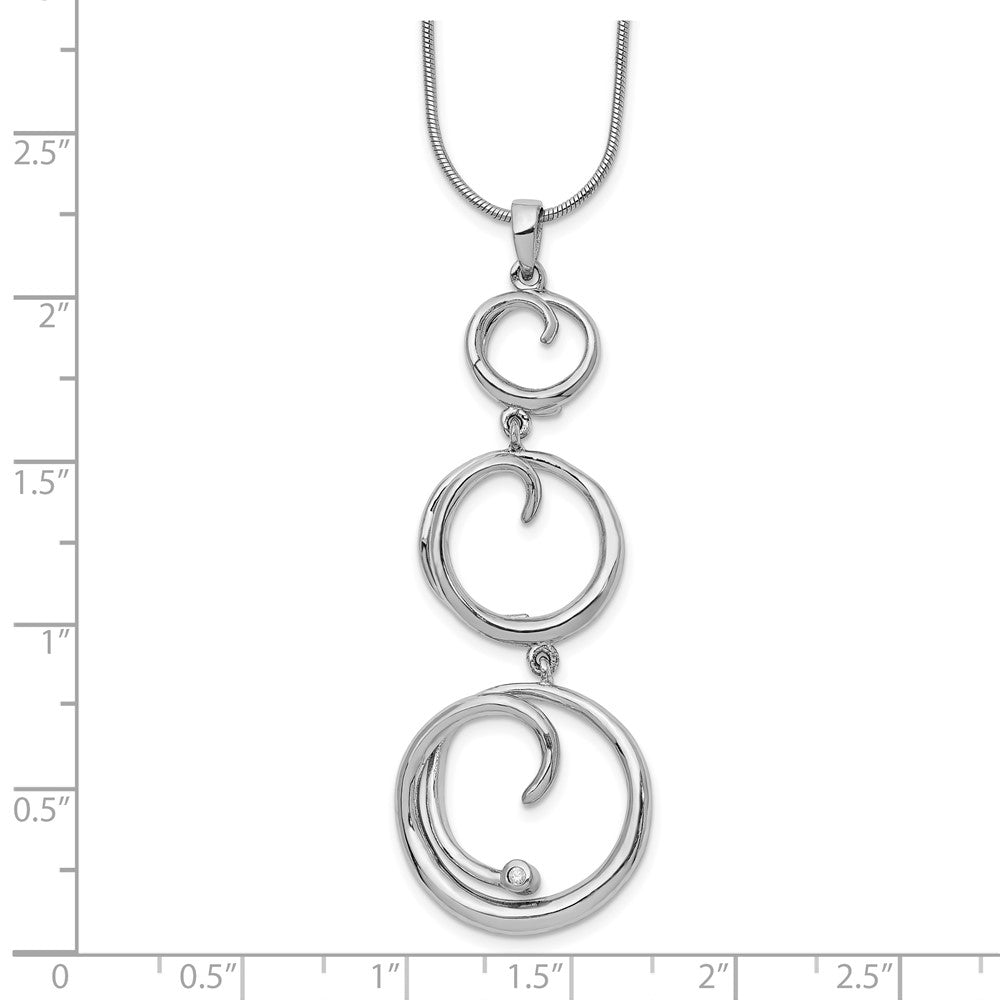 White Ice Sterling Silver Rhodium-plated 18 Inch Diamond Swirl Necklace with 2 Inch Extender 18 Inches