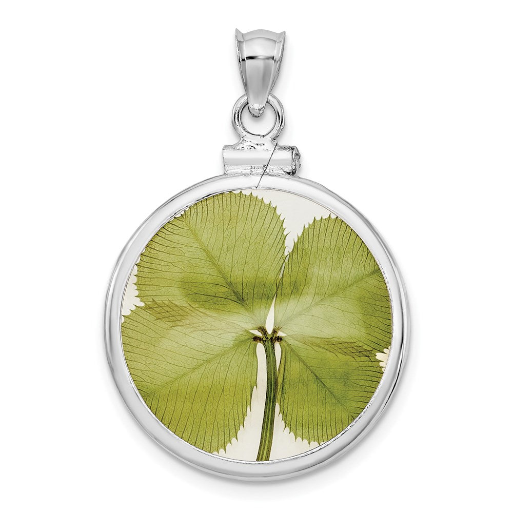 Sterling Silver Polished 3D Genuine 4-Leaf Clover Pendant
