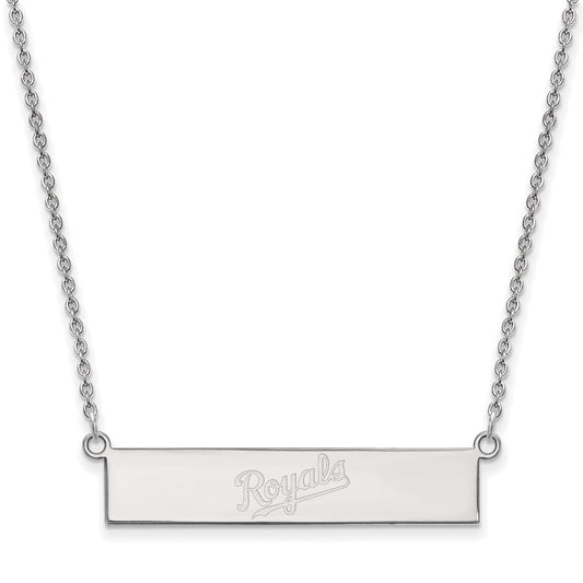 Sterling Silver Rhodium-plated Kansas City Royals Team Script Bar 18 inch Necklace