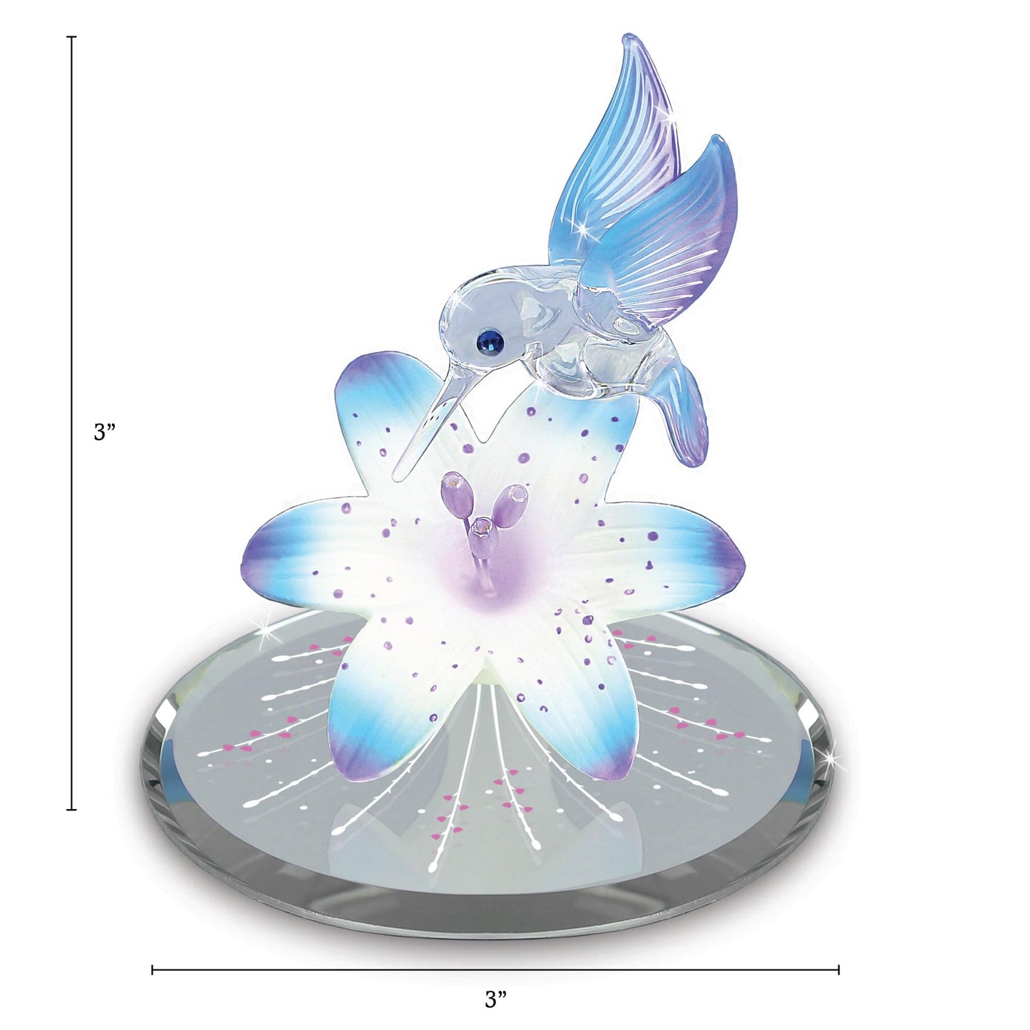 Blue Hummingbird and Blue Lily with Base Handcrafted Glass Figurine QGM21700