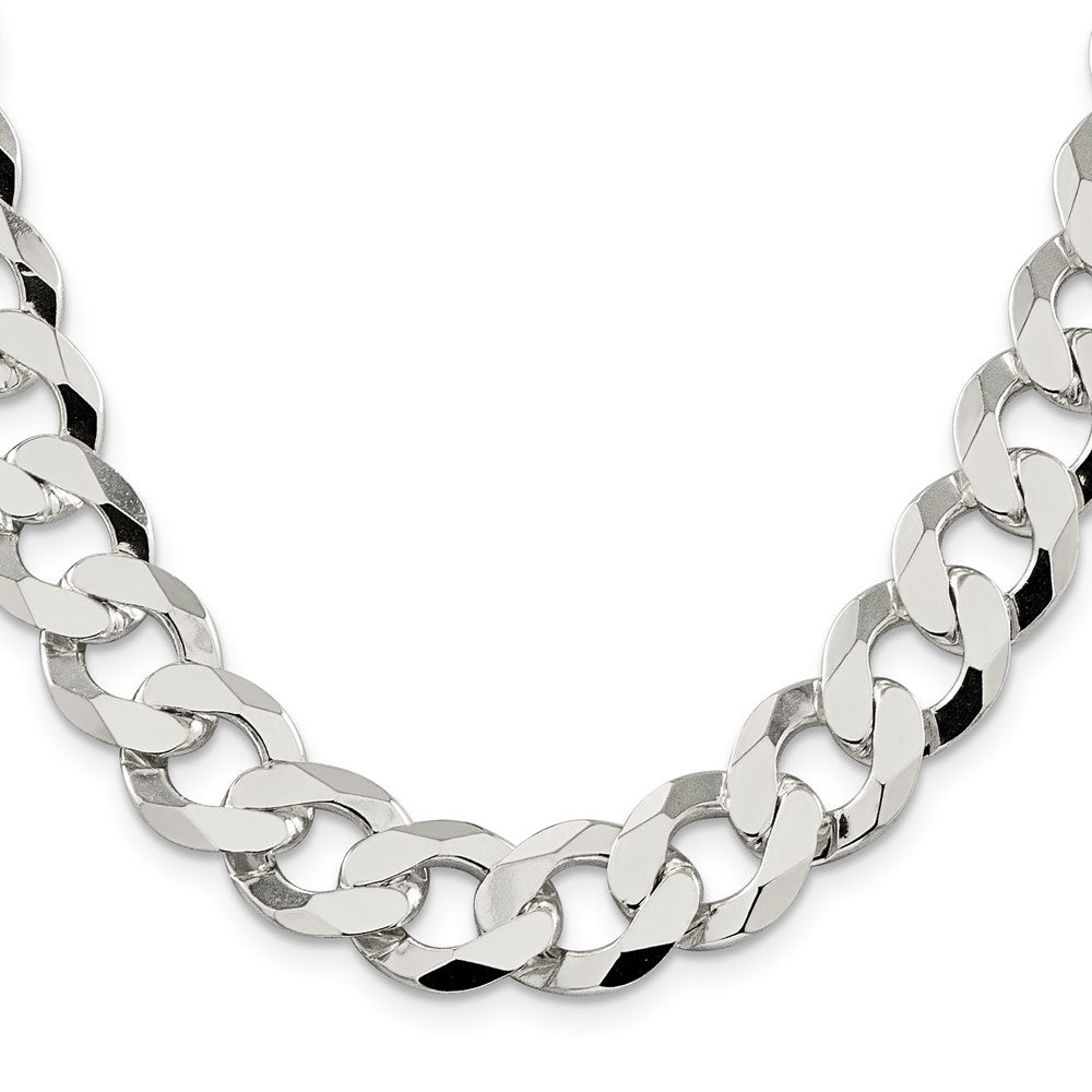 Sterling Silver 14mm Flat Curb Chain 24 Inches