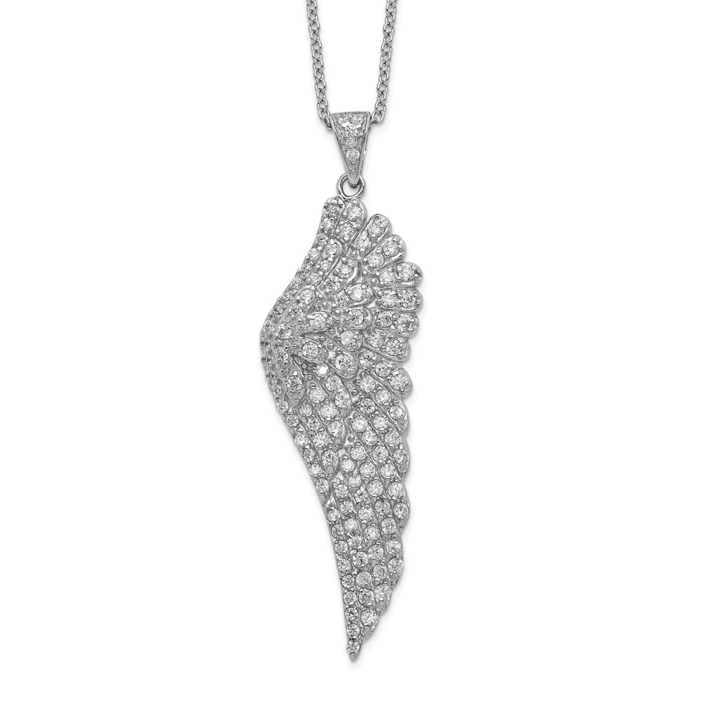 Cheryl M Sterling Silver Rhodium-plated Brilliant-cut CZ Angel Wing 18 Inch Necklace 18 Inches