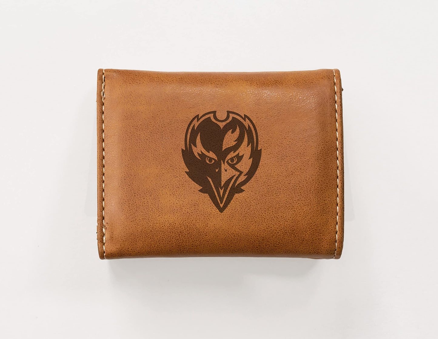 Football Rico Industries Baltimore  Brown Laser Engraved Trifold Laser Engraved Tri-Fold Wallet - Men's Accessory