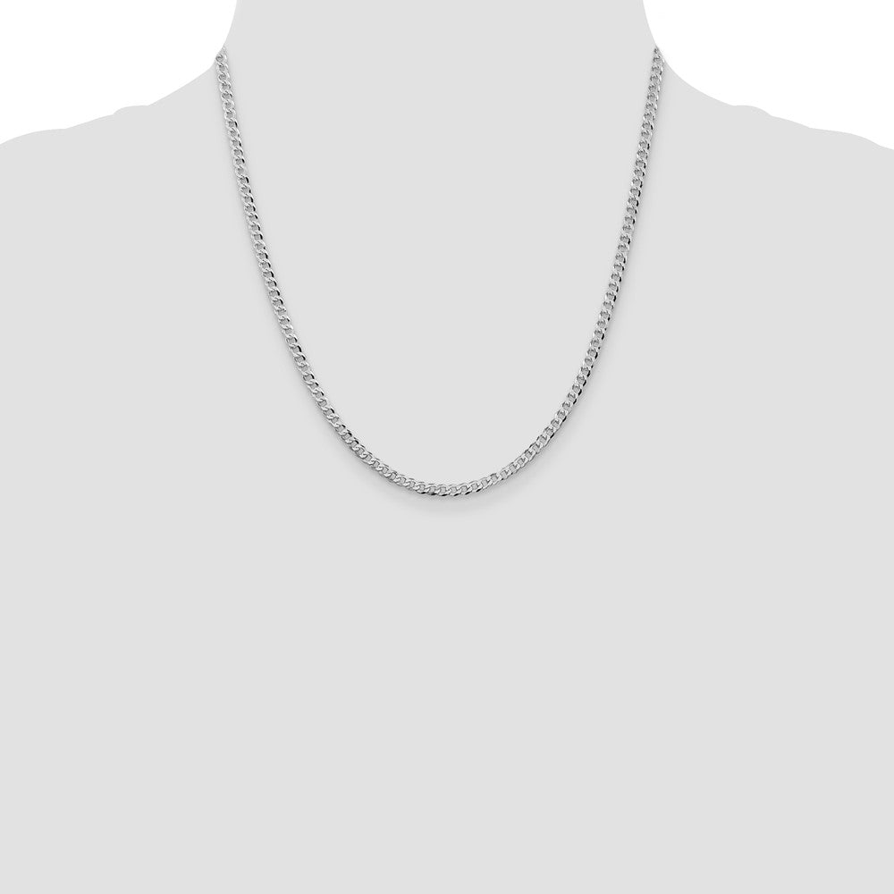 Sterling Silver Rhodium-plated 3.2mm Beveled Curb Chain 20 Inches