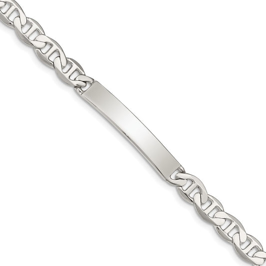 Sterling Silver Polished Engraveable Anchor Link ID Bracelet 7 inches