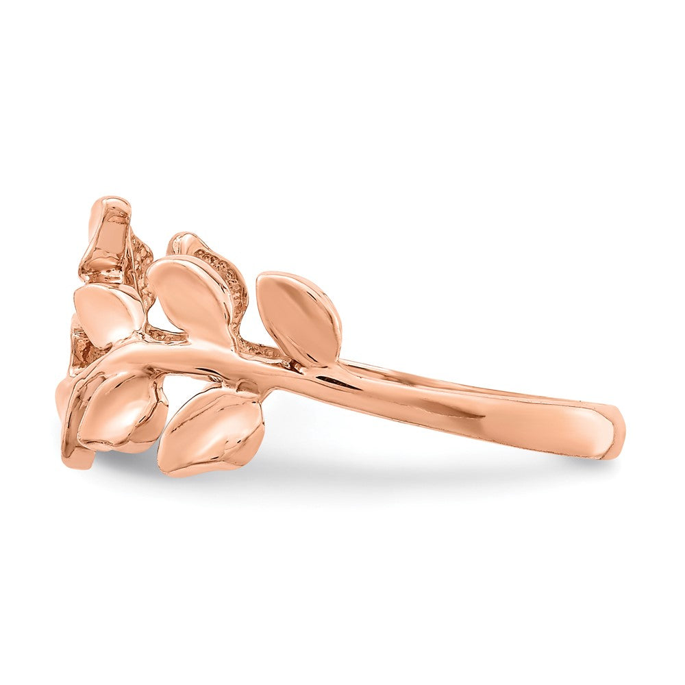14K Rose Polished Leaf Ring Size 7