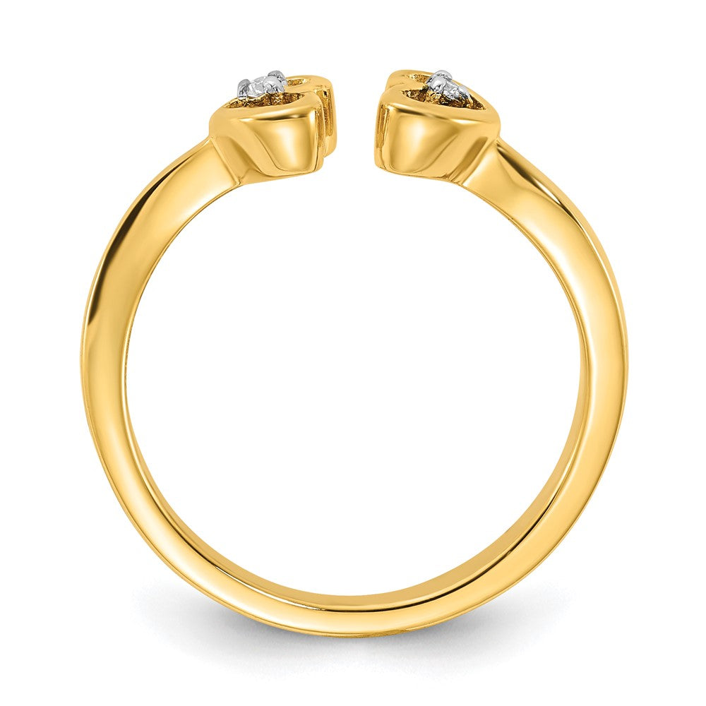 Sterling Silver Gold-tone Polished Diamond Hearts Ring