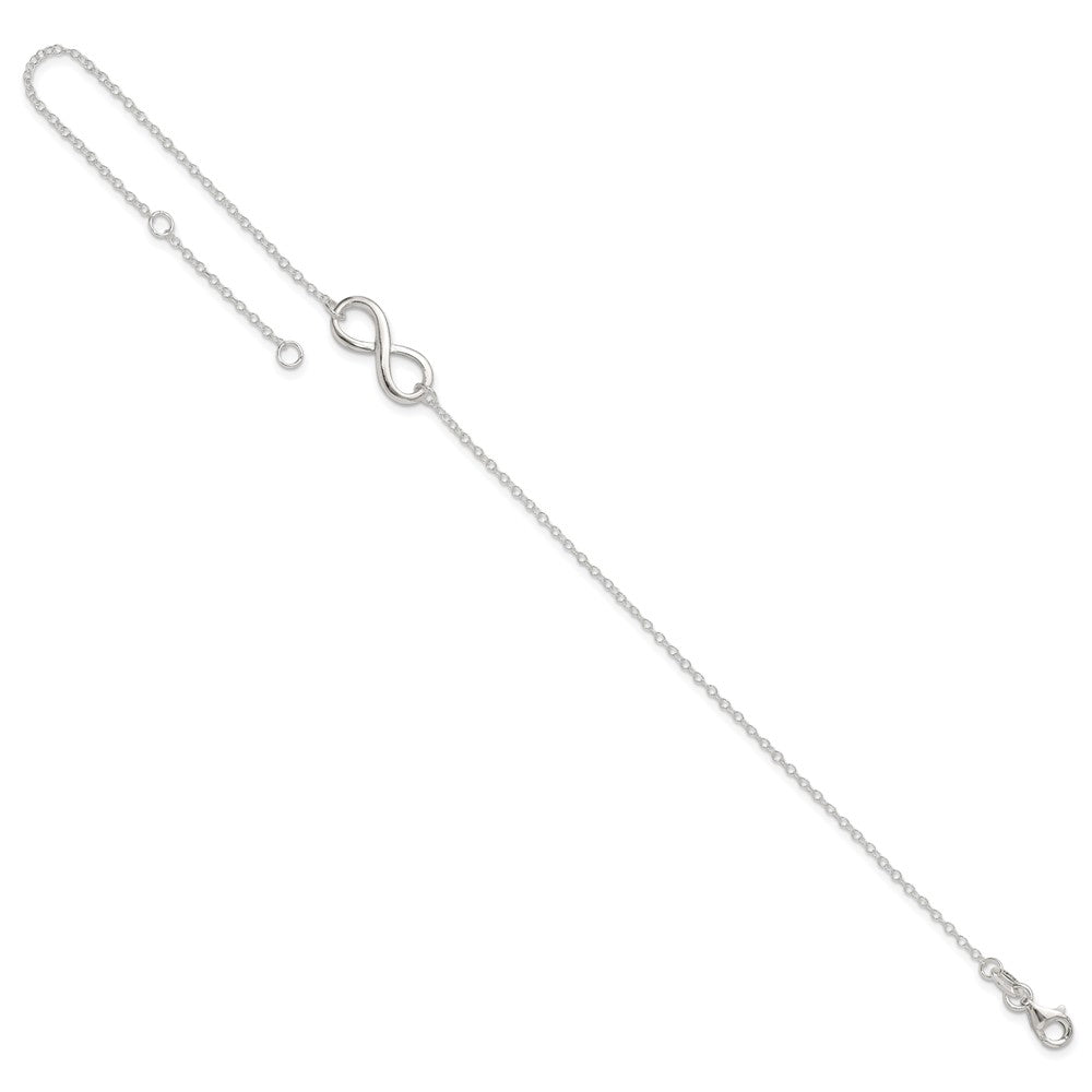 Sterling Silver Polished 9in Plus 1in. Ext. Infinity Symbol Anklet 9 inches