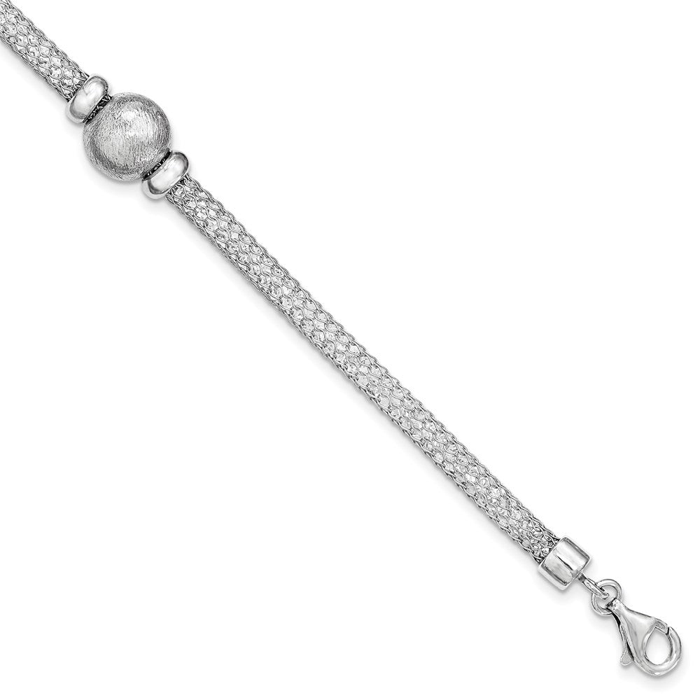 Sterling Silver Polished Crystal Bracelet