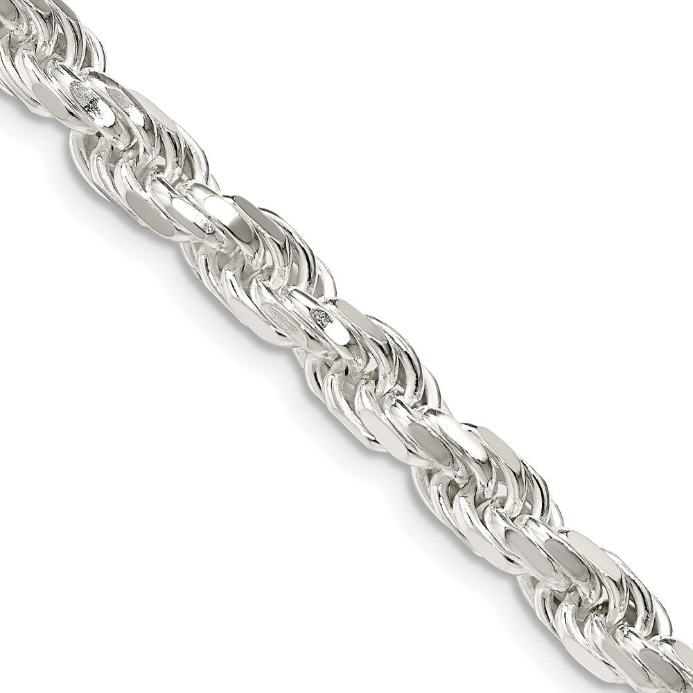 Sterling Silver 5.75mm Diamond-cut Rope Chain 24 Inches